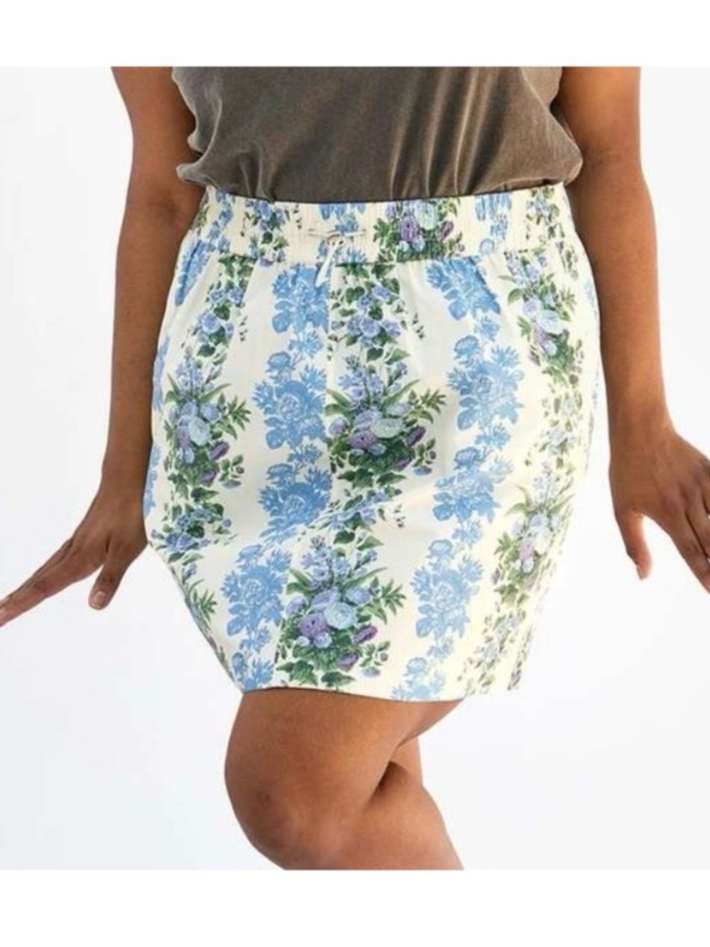 Clare V Theo Blue & White Floral Mini Skirt